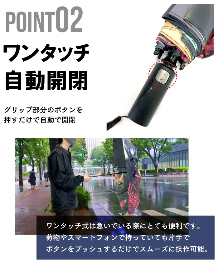自動開閉ボタンと使用シーン