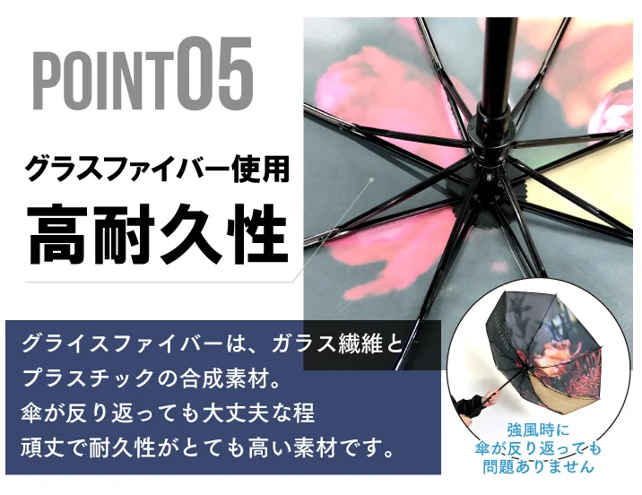 グラスファイバー使用と高耐久性の説明