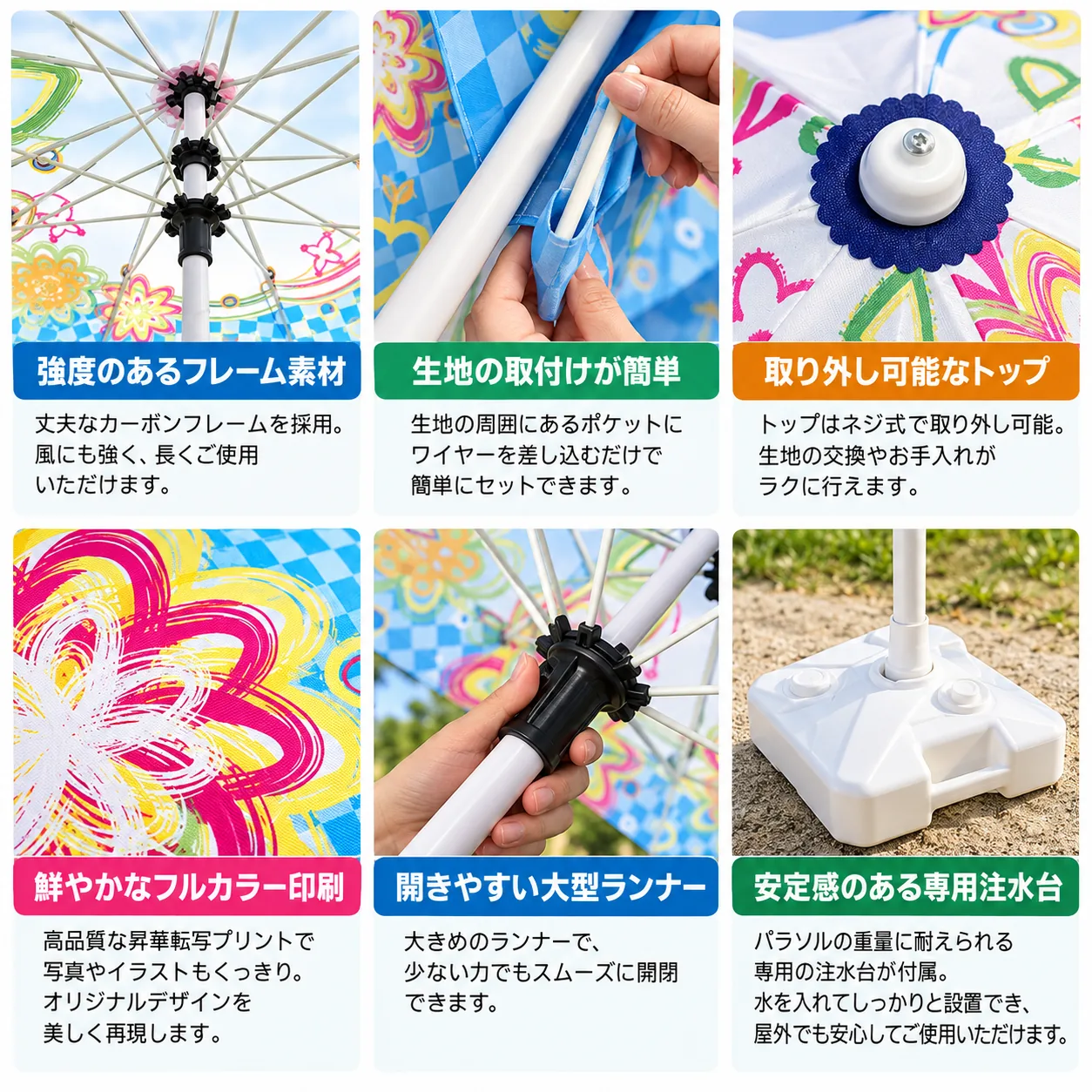 オリジナルパラソル 特徴一覧