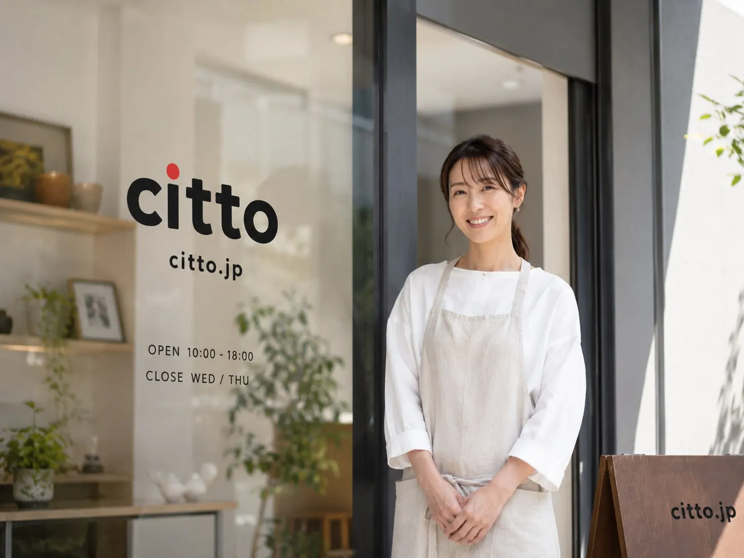 店舗や窓に貼るステッカーの使用イメージ
