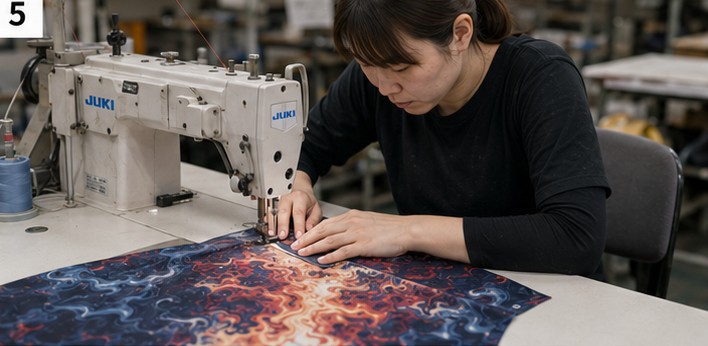 パーツを縫製の製作工程